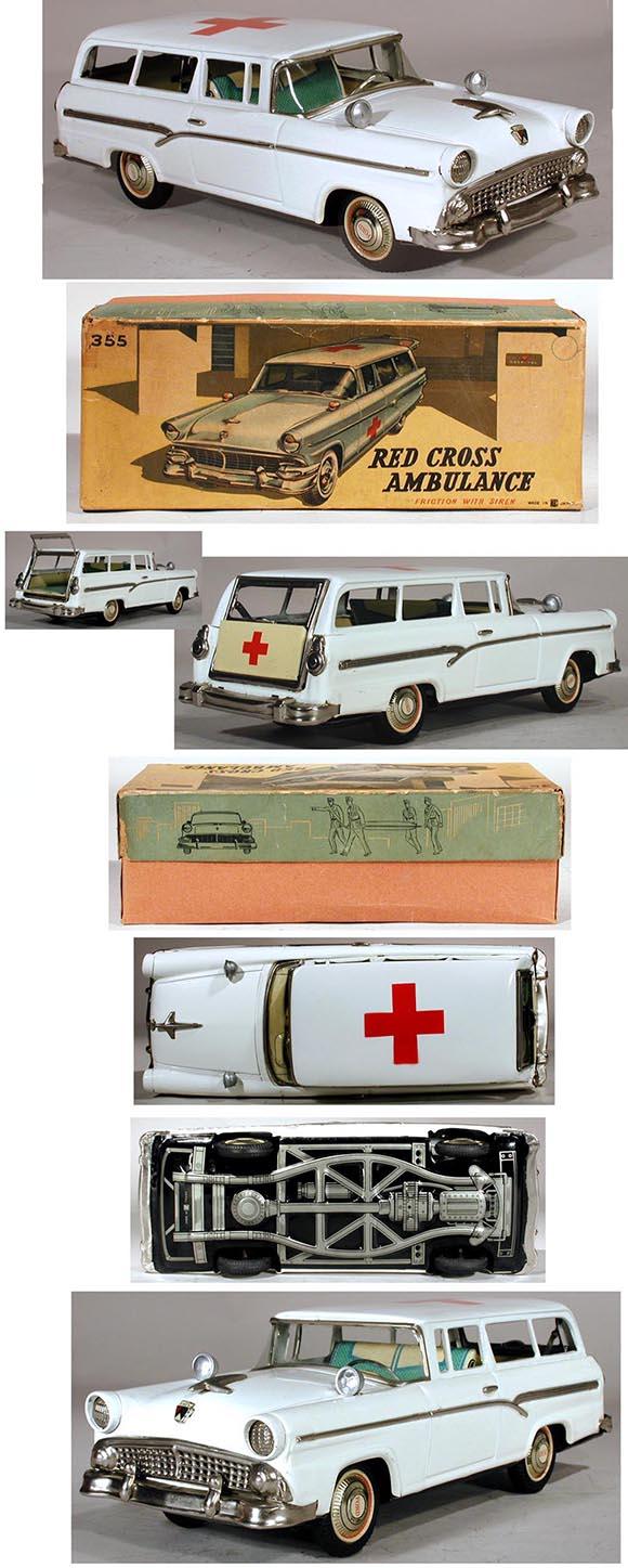 1956 Bandai, Ford Red Cross Ambulance in Original Box